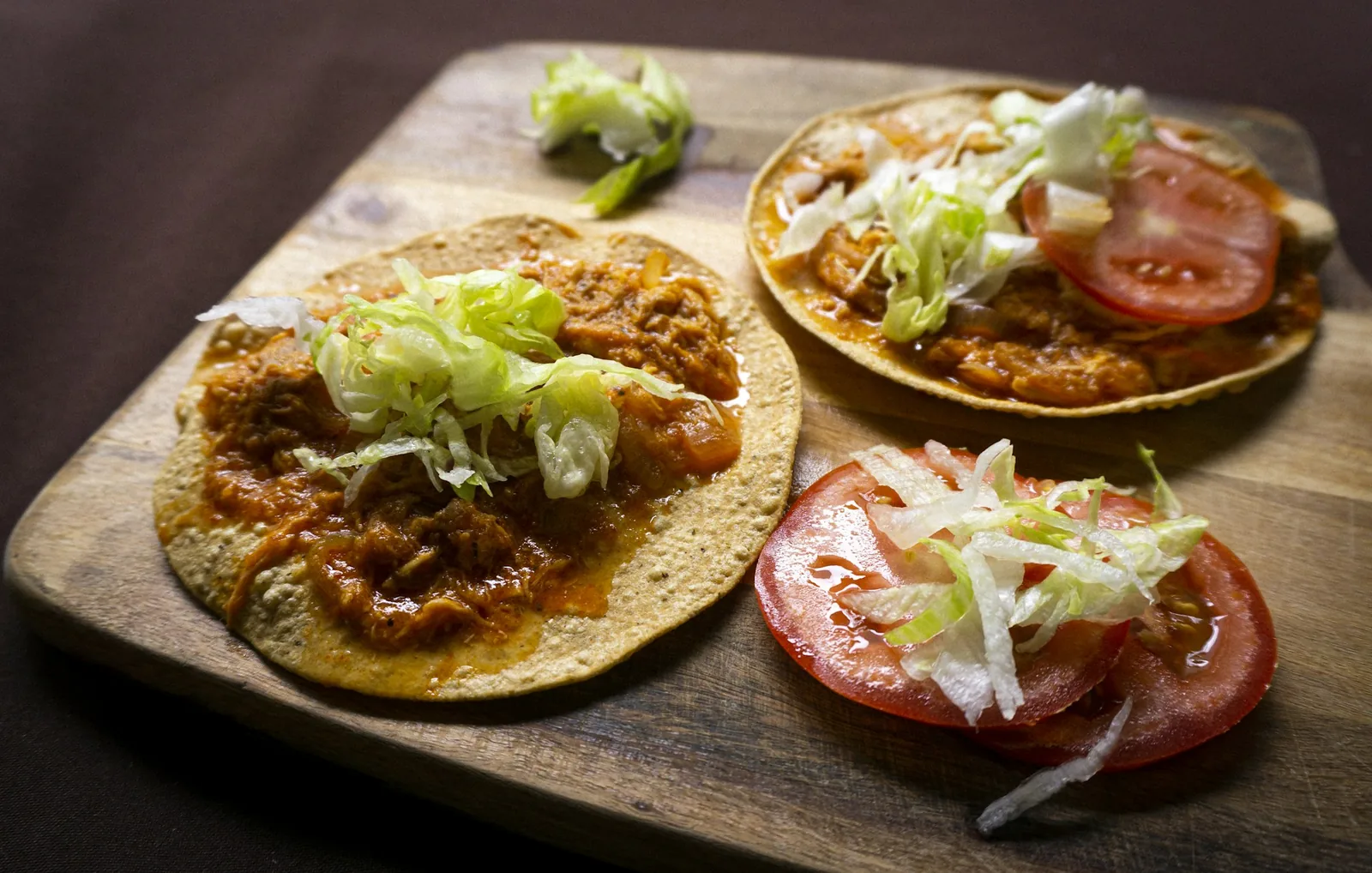 A flat crisp tostada, a close relative of the chalupa