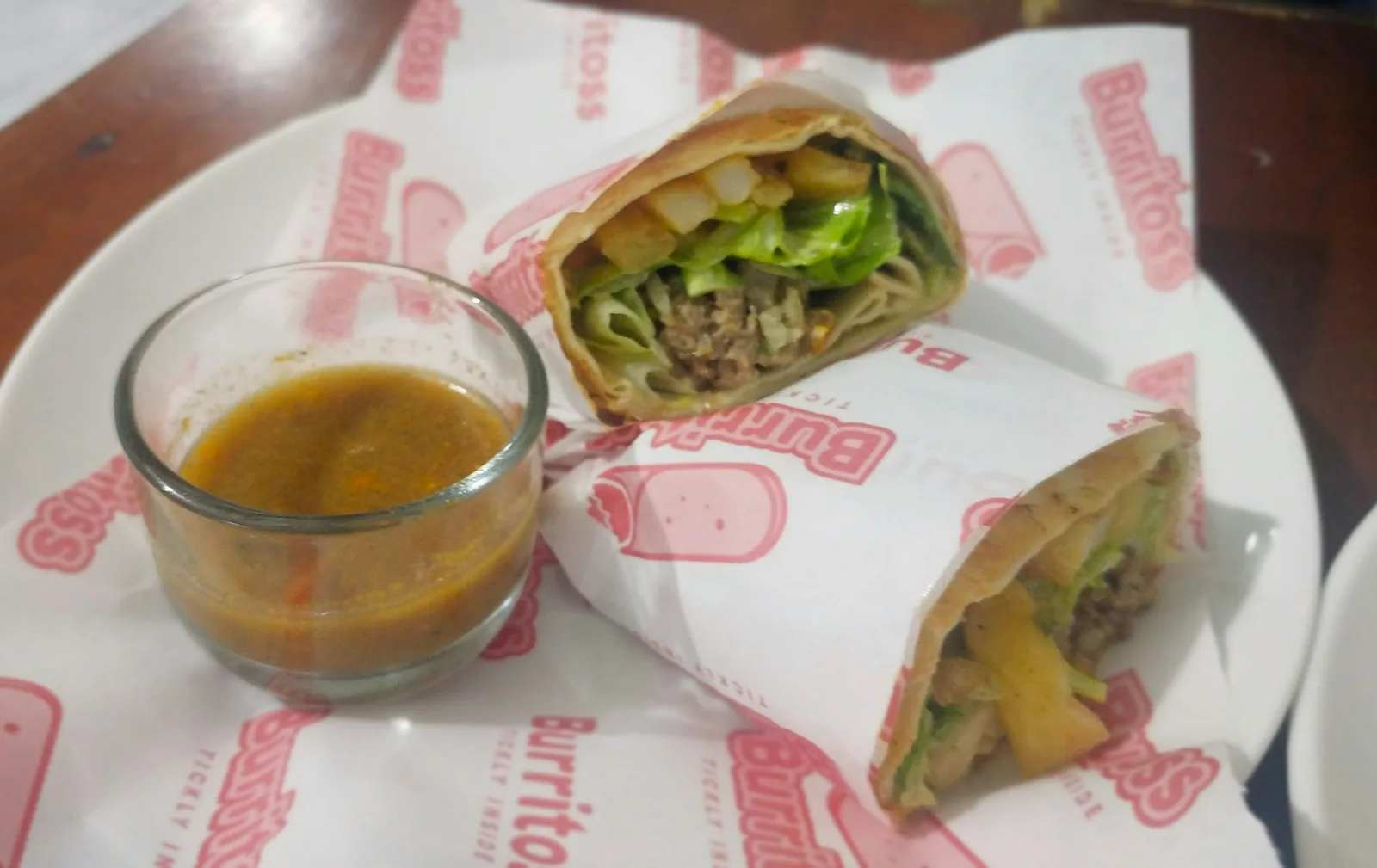 A wrap cut through to show the filling