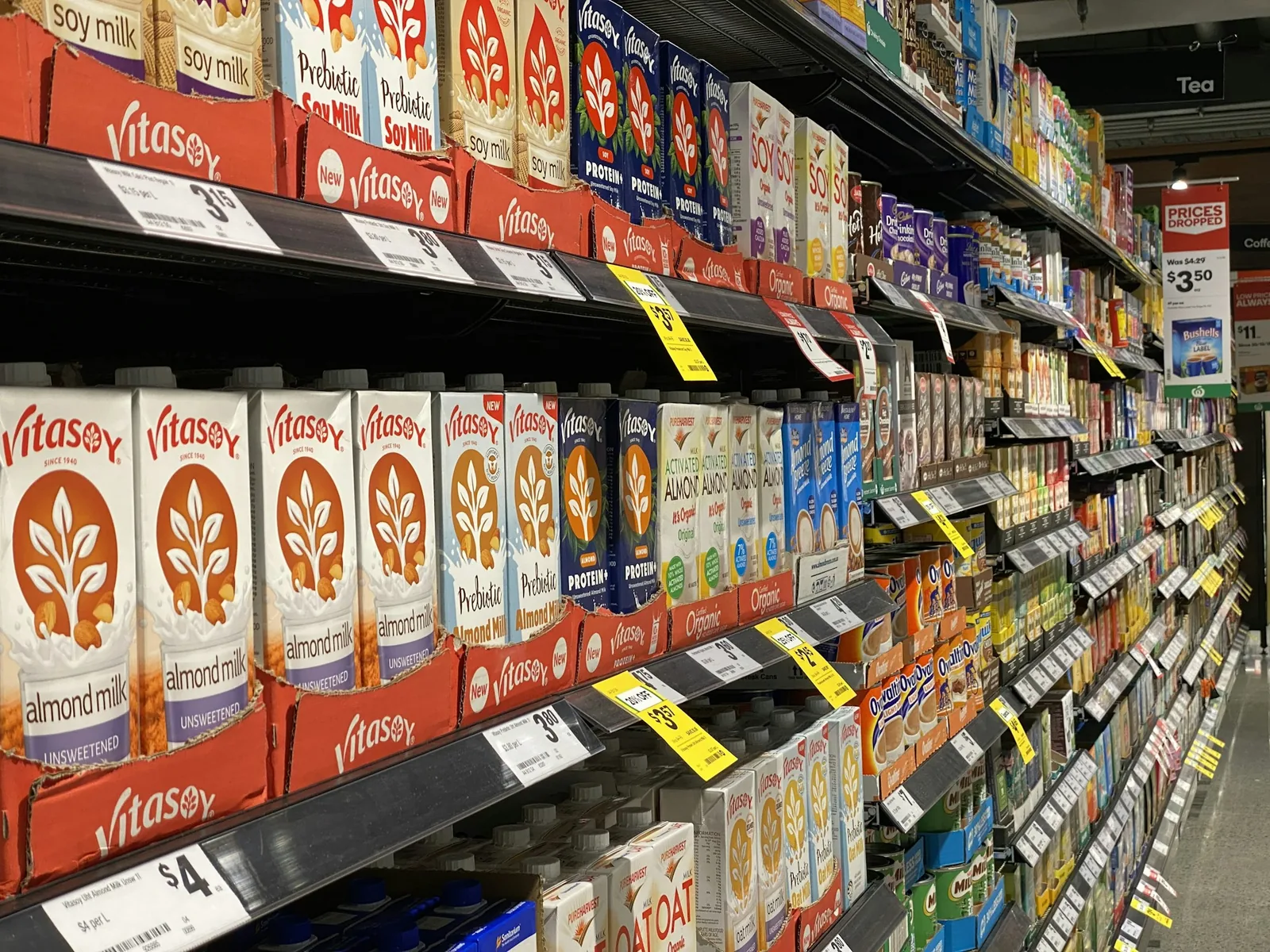 Cream products on a chilled shop shelf