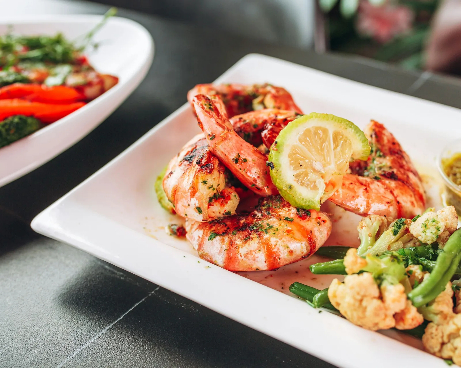 Raw shrimp in a green chilli and lime dressing