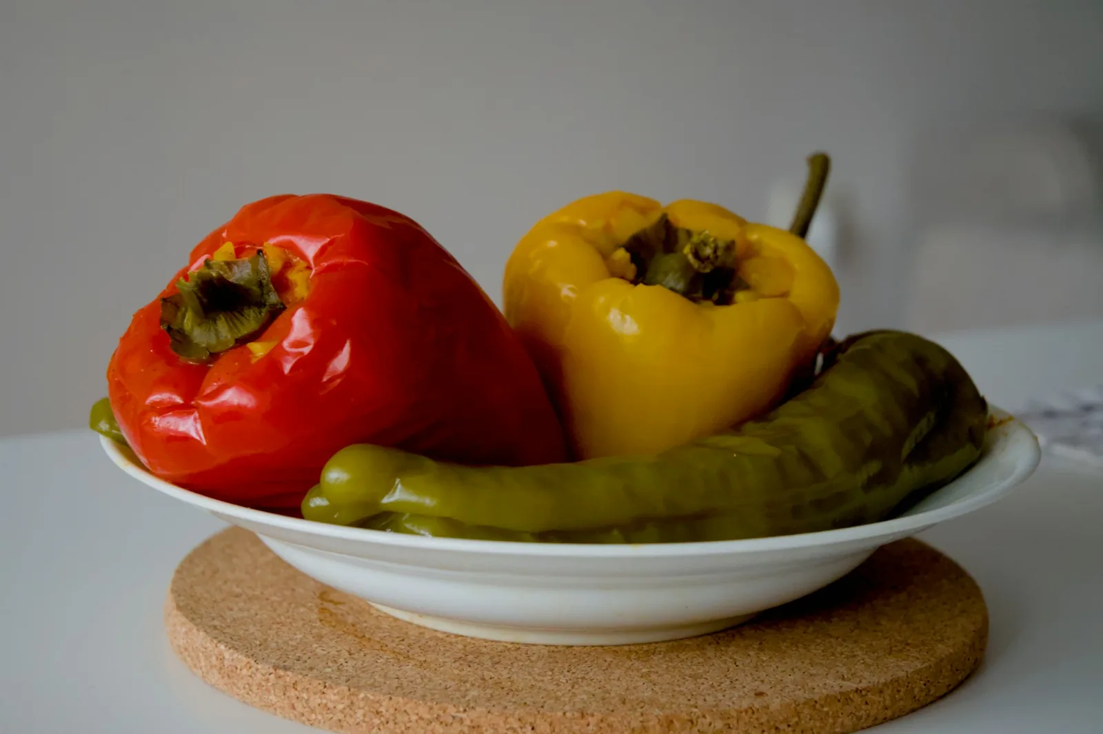 Large, dark green, thick-walled peppers