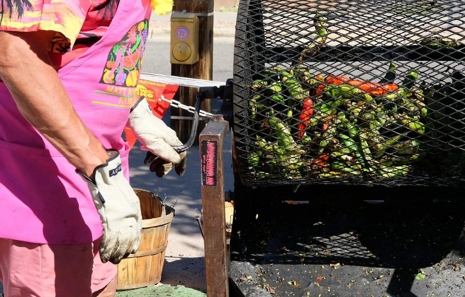 Peppers charring over a flame