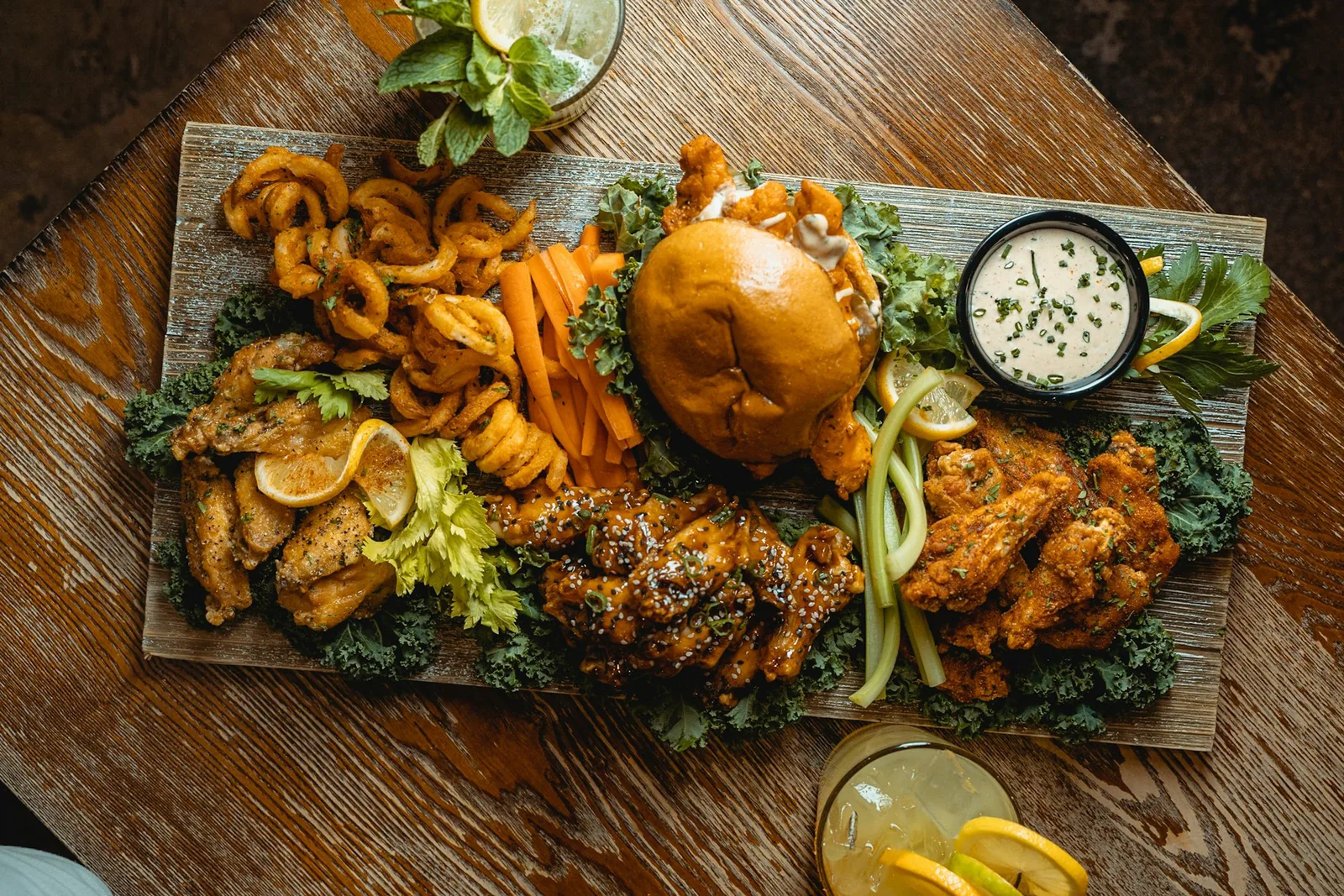 An oversized restaurant platter