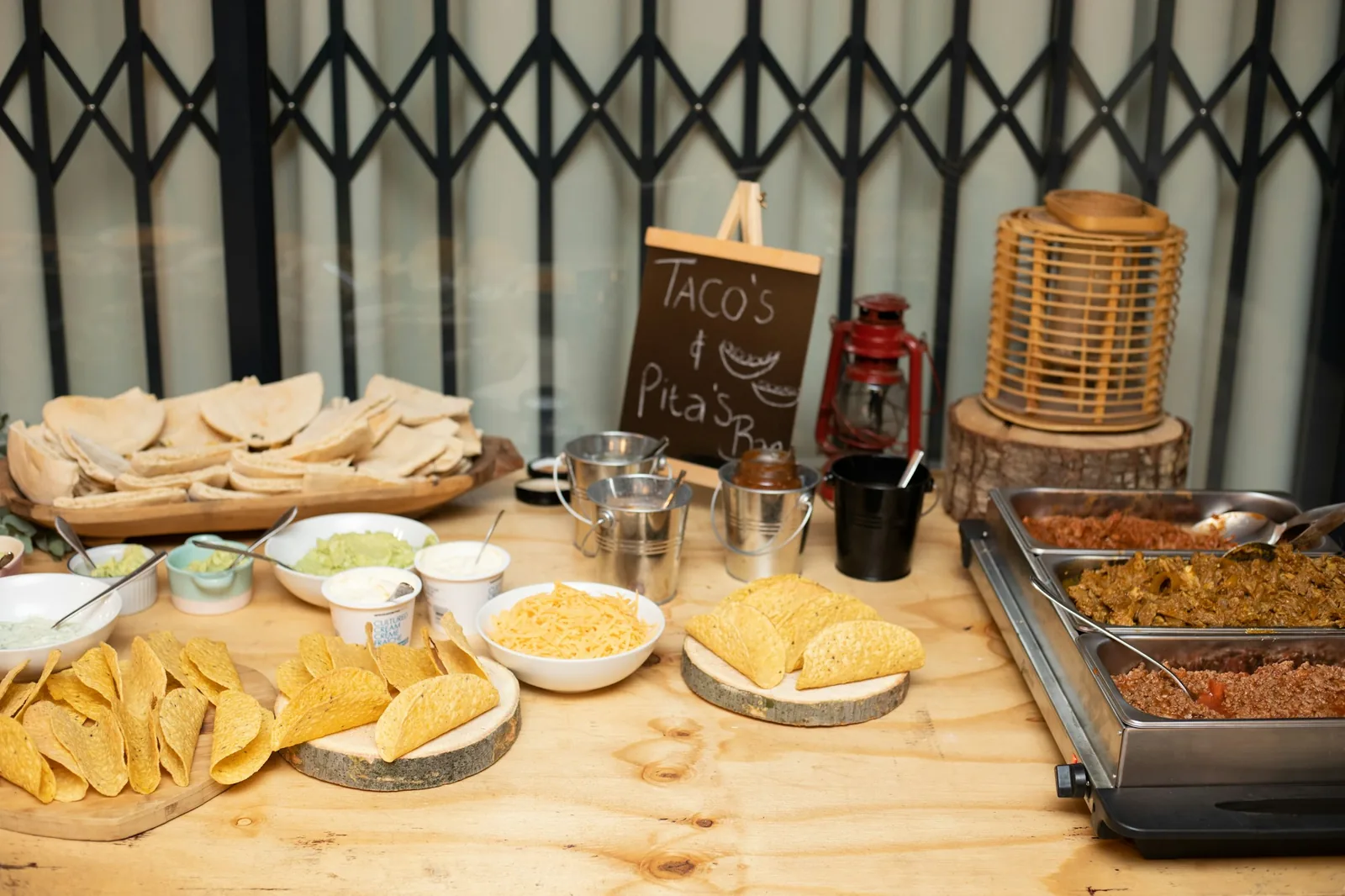 A taco spread laid out for a party