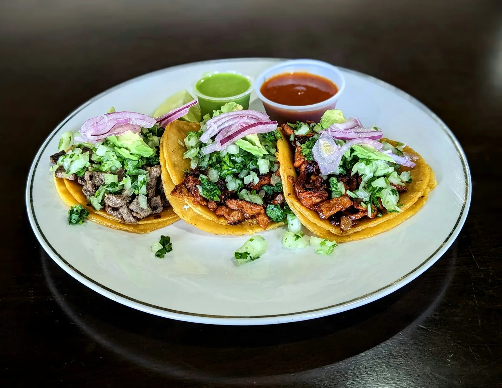 A three-taco portion, typical for one adult