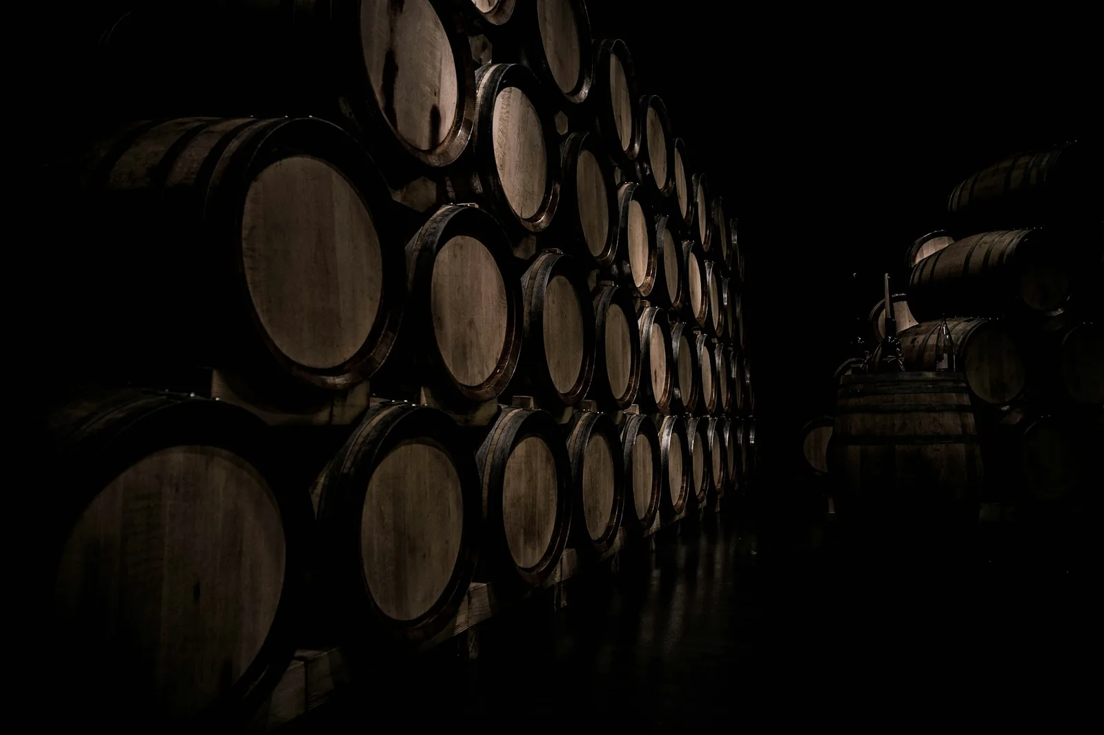 Oak barrels used for ageing spirit