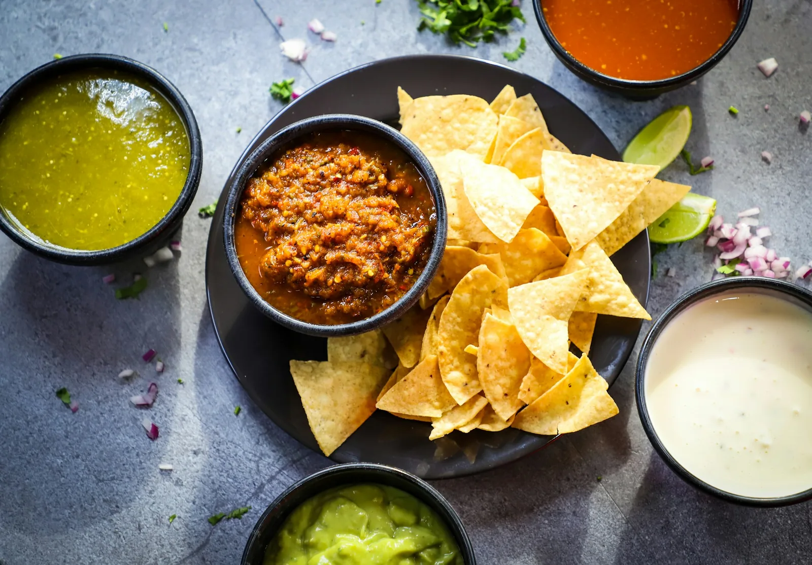 Salsa served separately in a small bowl