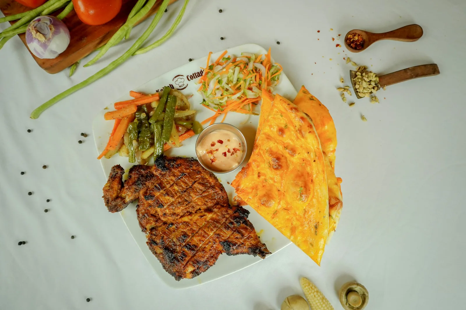 Grilled meat with melted cheese