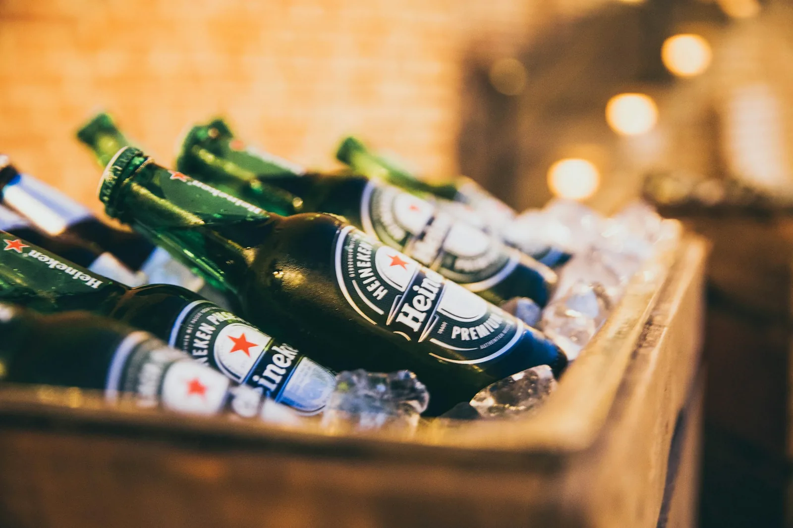 Bottled beer kept on ice