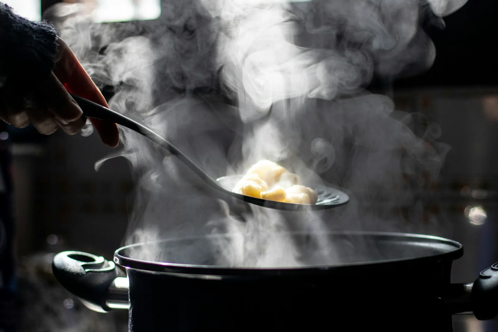 A spoonful of hot, hearty soup