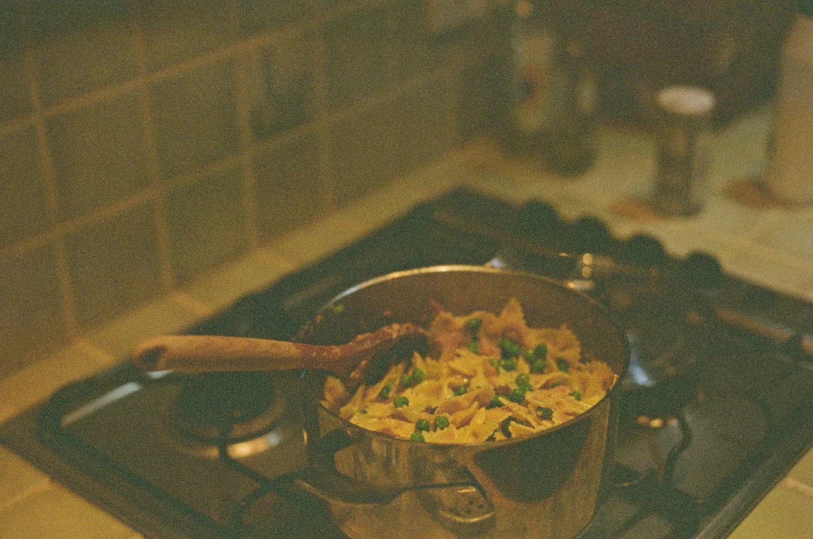 A dark sauce simmering slowly