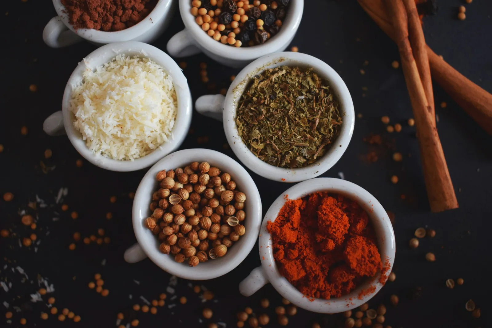 Dried oregano, cumin and paprika