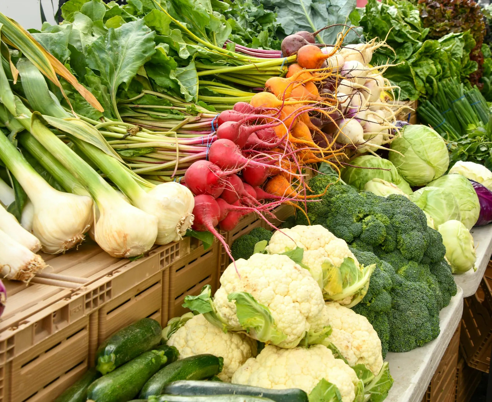 A market stall of fresh produce